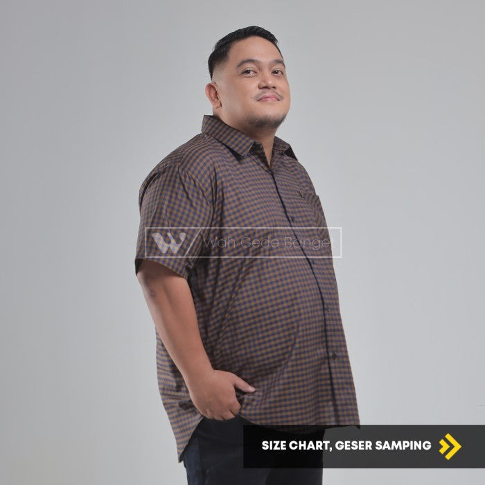 WGB Kemeja Kotak Lengan Pendek Pria Big Size Ukuran Jumbo XXL XXXL