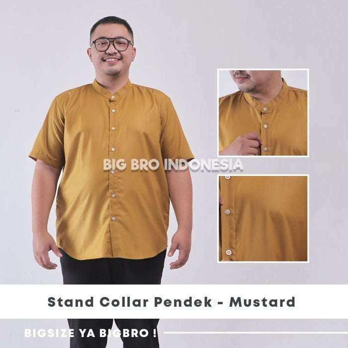 Kemeja Big Size Basic Collar Pendek Pria BIG BRO Jumbo XL XXL