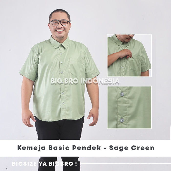 Kemeja Big Size Pria BIG BRO Ukuran Besar Jumbo XXL XXXL Putih Pendek