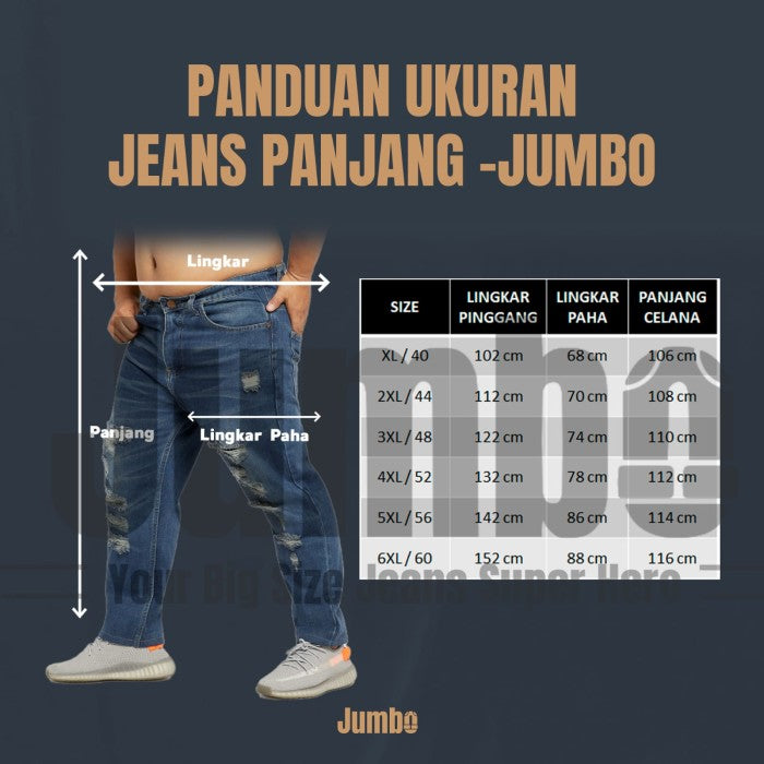 Celana Jeans Panjang Stretch Pria Big Size Jumbo Super Besar Blueblack