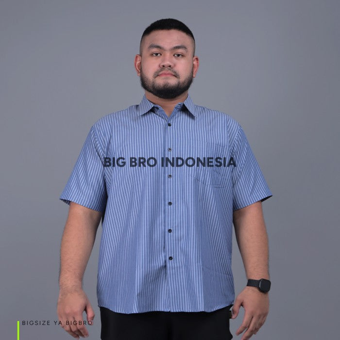 Kemeja Salur Lengan Pendek Big Size Pria BIG BRO XL XXL XXXL