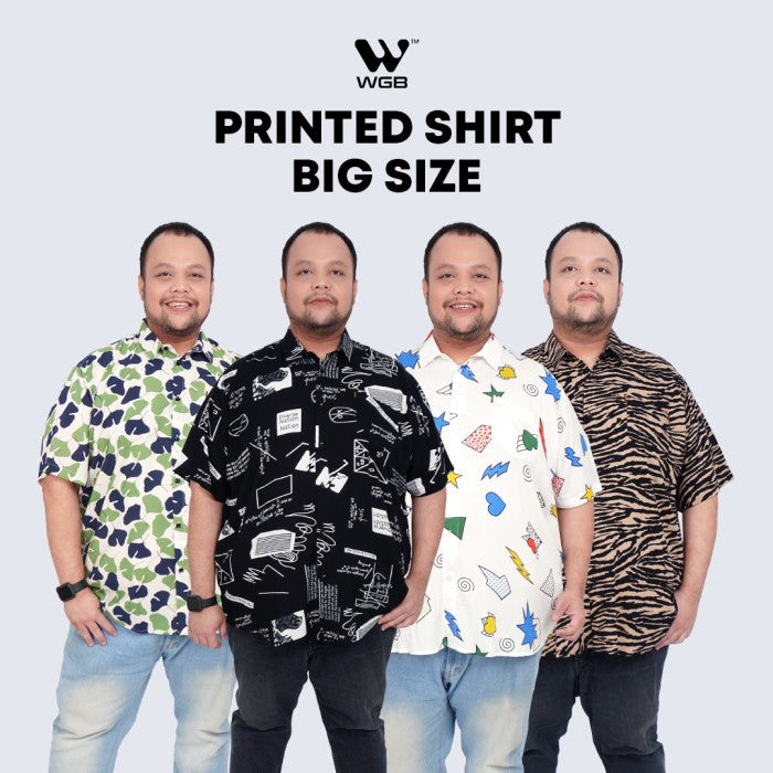 WGB Kemeja Printed Lengan Pendek Pria Big Size Ukuran Jumbo XXL XXXL