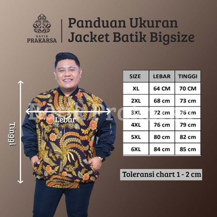 Jaket Bomber Batik Big Size Prakarsa Pria Premium Classic - JP01