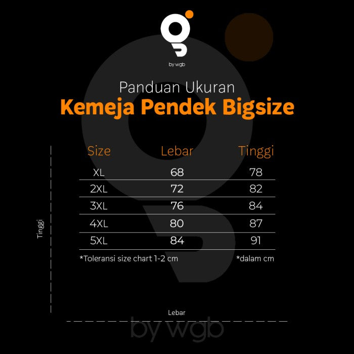 Kemeja Stand Up Collar Pendek Pria Big Size XL  XXL XXXL GDE  WGB