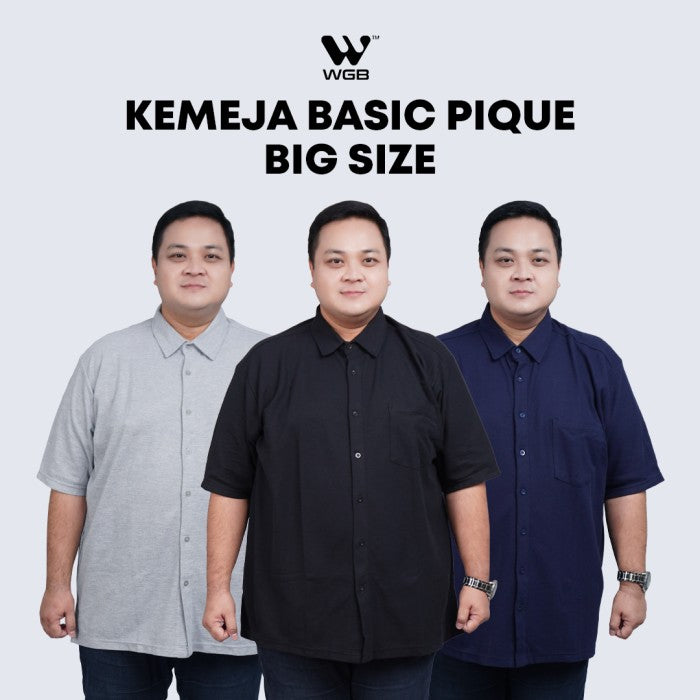 WGB Kemeja Basic Pique Pria Big Size Ukuran Jumbo XXL XXXL