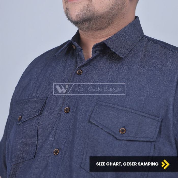 WGB Kemeja Denim Pria Big Size Ukuran Jumbo XXL XXXL