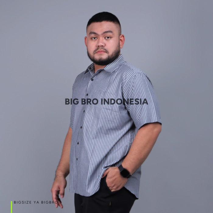 Kemeja Salur Lengan Pendek Big Size Pria BIG BRO XL XXL XXXL