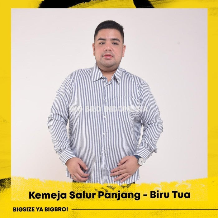 Kemeja Stripes Lengan Panjang Big Size Pria BIG BRO XL XXL XXXL