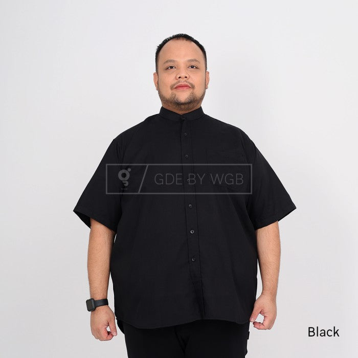 Kemeja Stand Up Collar Pendek Pria Big Size XL  XXL XXXL GDE  WGB