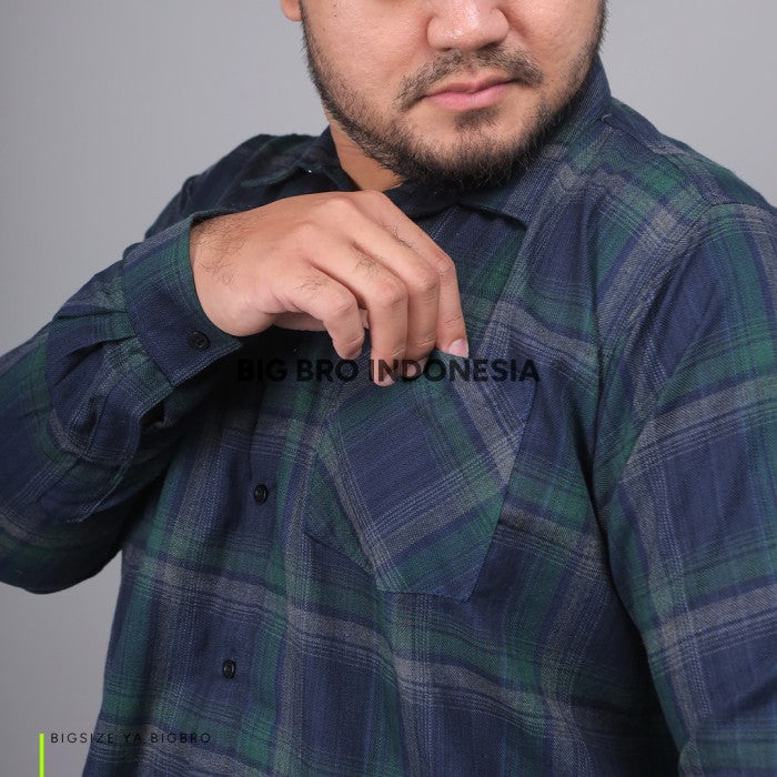 Kemeja Big Size Pria BIG BRO Ukuran Besar Jumbo XXL XXXL Flanel Merah