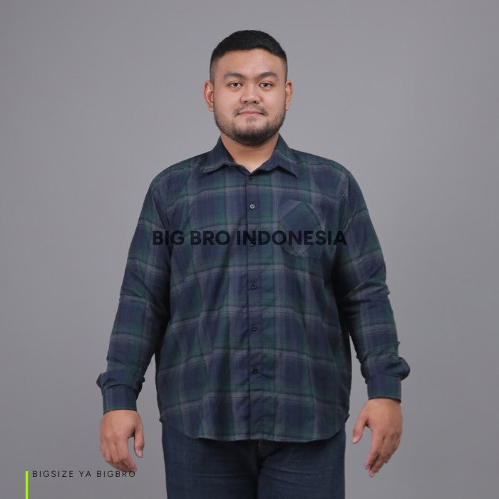 Kemeja Big Size Pria BIG BRO Ukuran Besar Jumbo XXL XXXL Flanel Merah