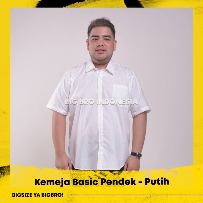 Kemeja Big Size Pria BIG BRO Ukuran Besar Jumbo XXL XXXL Putih Pendek