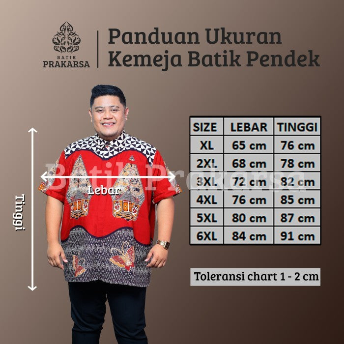 Batik Big Size Pria Prakarsa Premium Classic Lengan Pendek - PD01