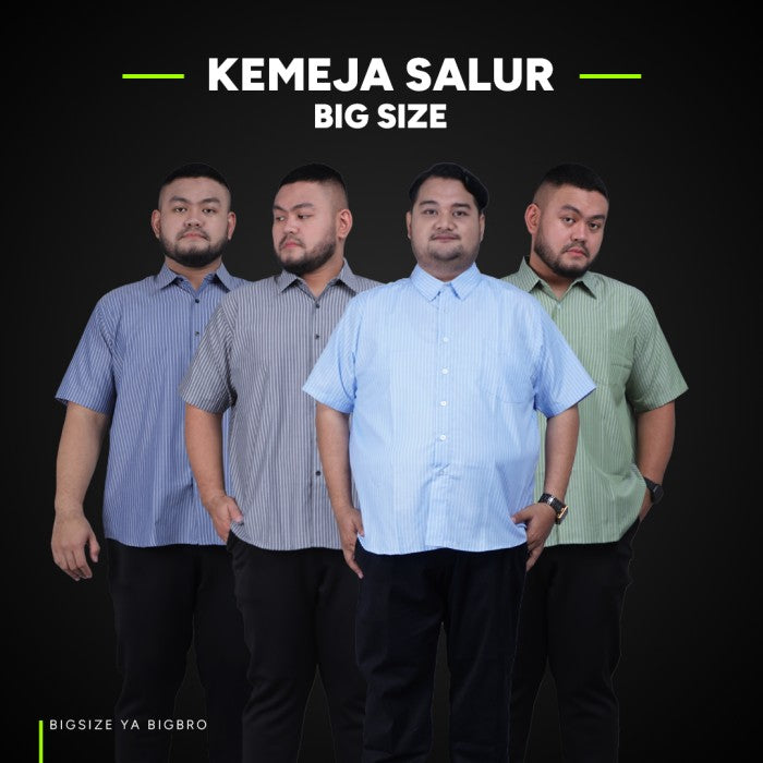 Kemeja Salur Lengan Pendek Big Size Pria BIG BRO XL XXL XXXL