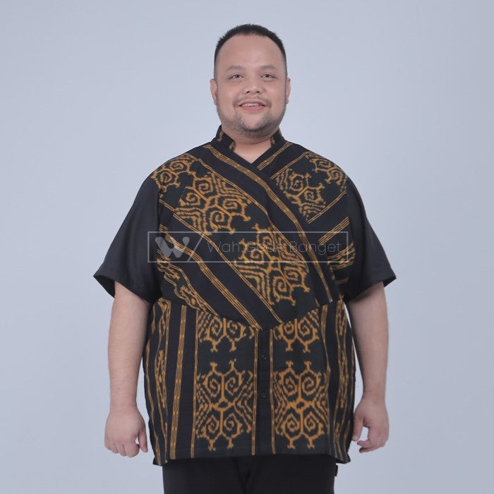 WGB Kemeja Tenun V Neck Pria Big Size Special Collection Jumbo XL XXL