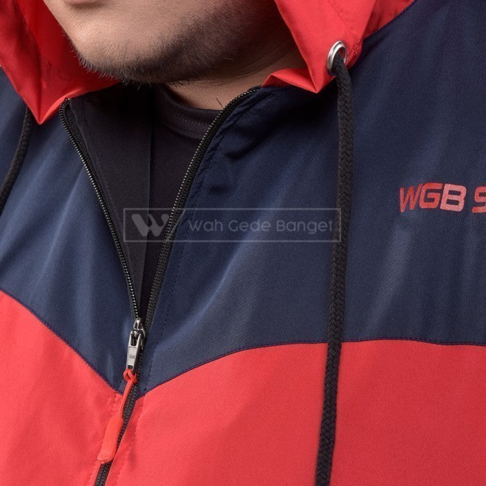 Jaket Windbreaker Jumbo Big Size Ukuran Besar XXL XXXL WGB Navy Red