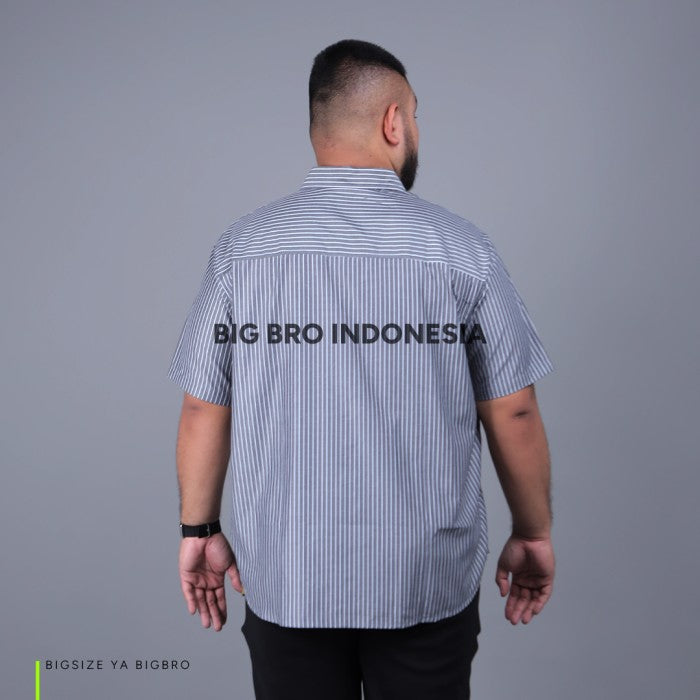 Kemeja Salur Lengan Pendek Big Size Pria BIG BRO XL XXL XXXL