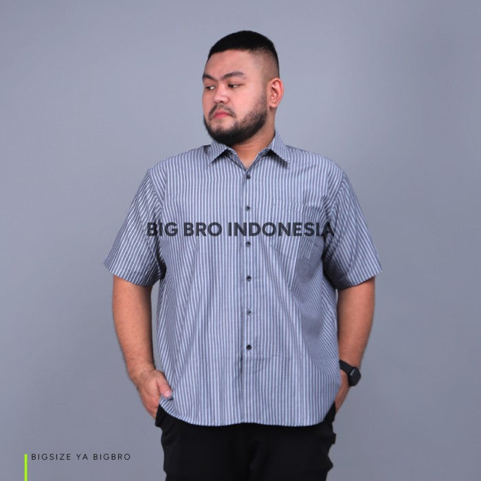 Kemeja Salur Lengan Pendek Big Size Pria BIG BRO XL XXL XXXL