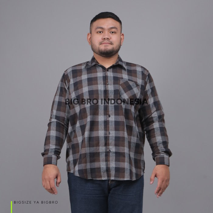 Kemeja Big Size Pria BIG BRO Ukuran Besar Jumbo XXL XXXL Flanel Merah