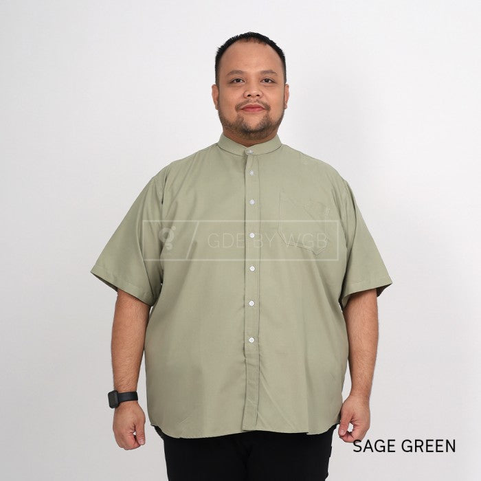 Kemeja Stand Up Collar Pendek Pria Big Size XL  XXL XXXL GDE  WGB