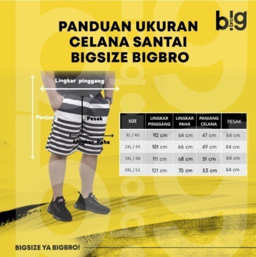 Celana Relax Santai Pendek BigSize BIG BRO Ukuran Besar XL XXL XXXL