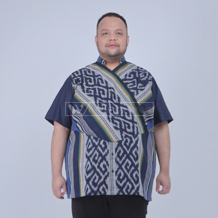 WGB Kemeja Tenun V Neck Pria Big Size Special Collection Jumbo XL XXL