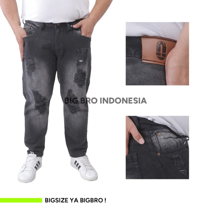 BigBro Celana Jeans Sobek Ripped Pria Big Size Jumbo XL XXL XXXL