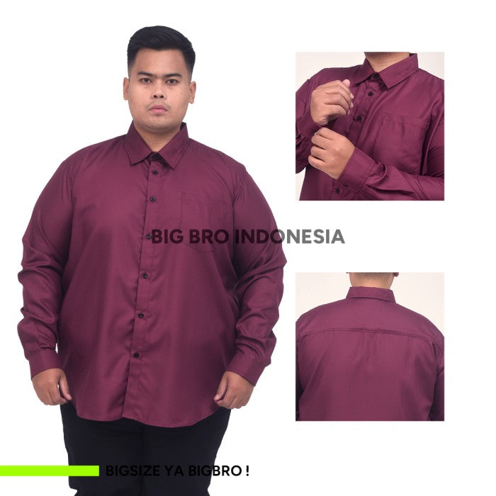 Kemeja Big Size Pria BIG BRO Ukuran Besar Jumbo XXL XXXL Putih Panjang