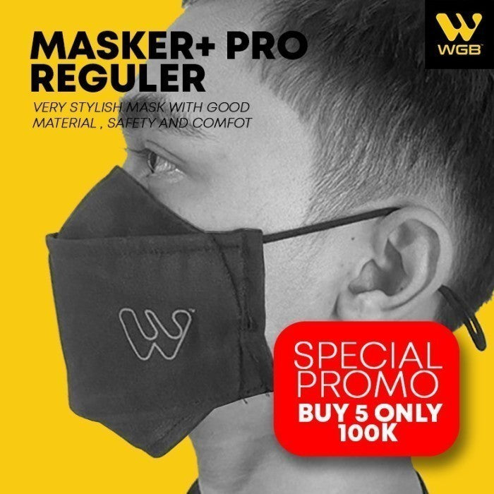 Masker + PRO REGULER bahan 3 Lapis Tebal Earloop Korea Anti Virus WGB