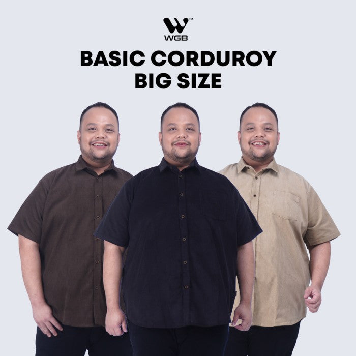 WGB Kemeja Pendek Corduroy Pria Big Size Ukuran Besar XXL XXXL