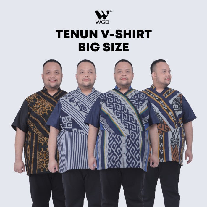 WGB Kemeja Tenun V Neck Pria Big Size Special Collection Jumbo XL XXL