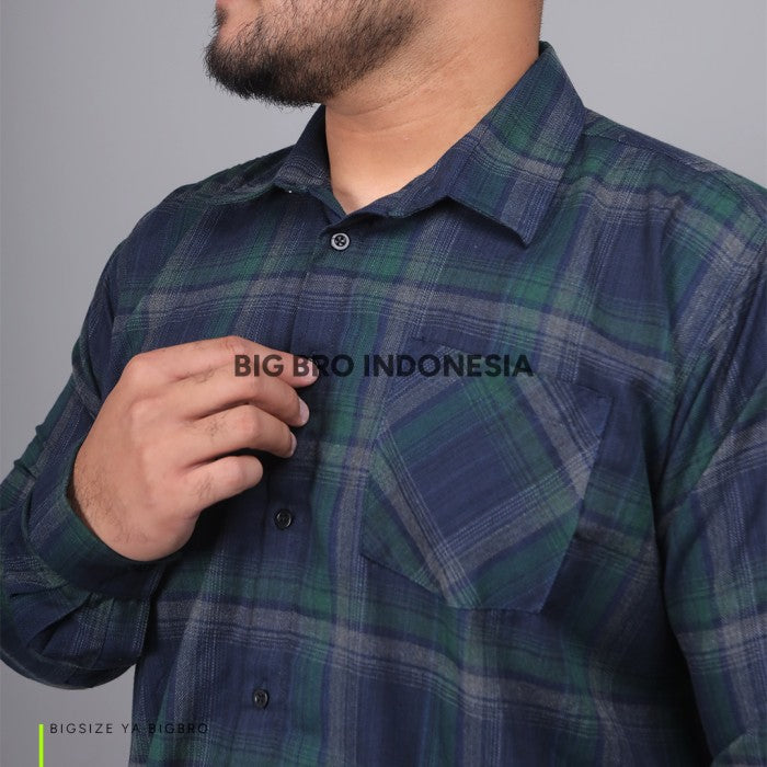 Kemeja Big Size Pria BIG BRO Ukuran Besar Jumbo XXL XXXL Flanel Merah