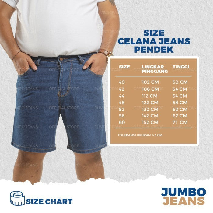Celana Jeans Pendek Ripped Sobek Pria Big Size Jumbo XXL XXXL