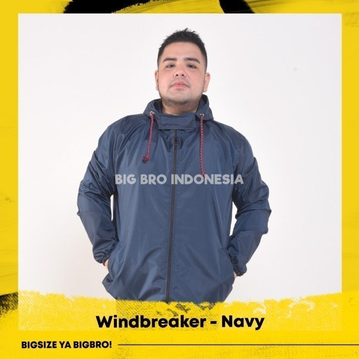 Jaket Windbreaker Parasut Basic Pria Bigsize BigBro Jumbo Ukuran Besar