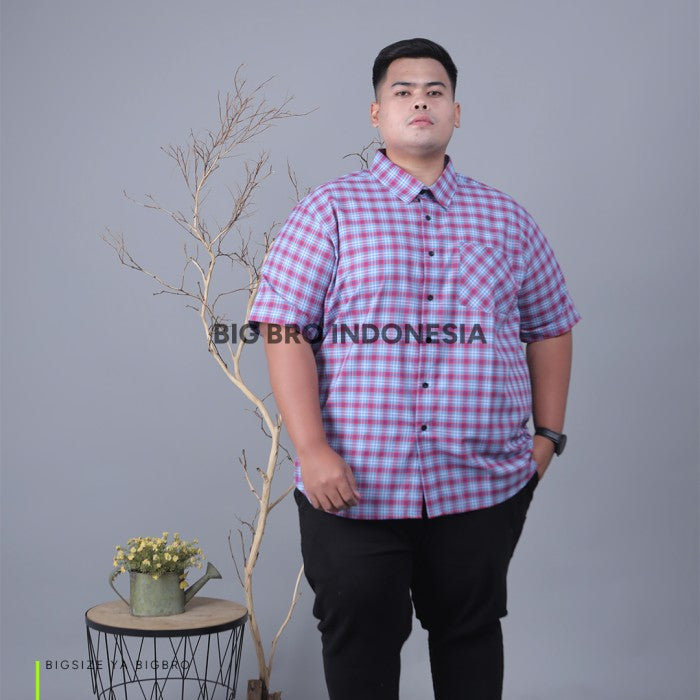 Kemeja Kotak Pendek Big Size Pria BIG BRO Ukuran Besar Jumbo XXL XXXL