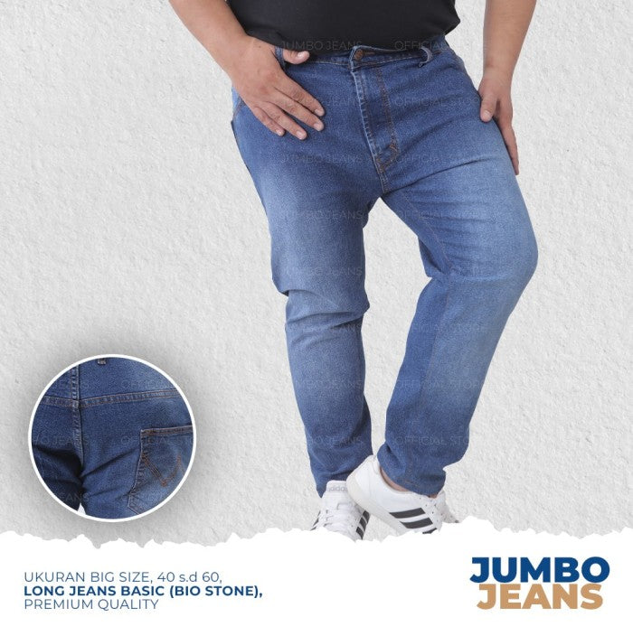 Celana Jeans Panjang Basic Spray Pria Big Size Jumbo XXL XXXL