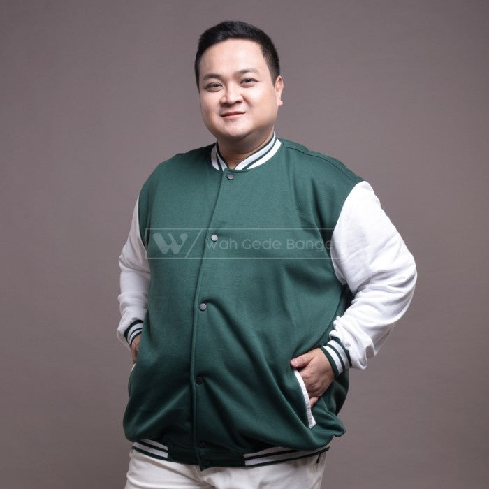 WGB Jaket Bomber Varsity Black White Pria Bigsize Besar Jumbo XXL XXXL