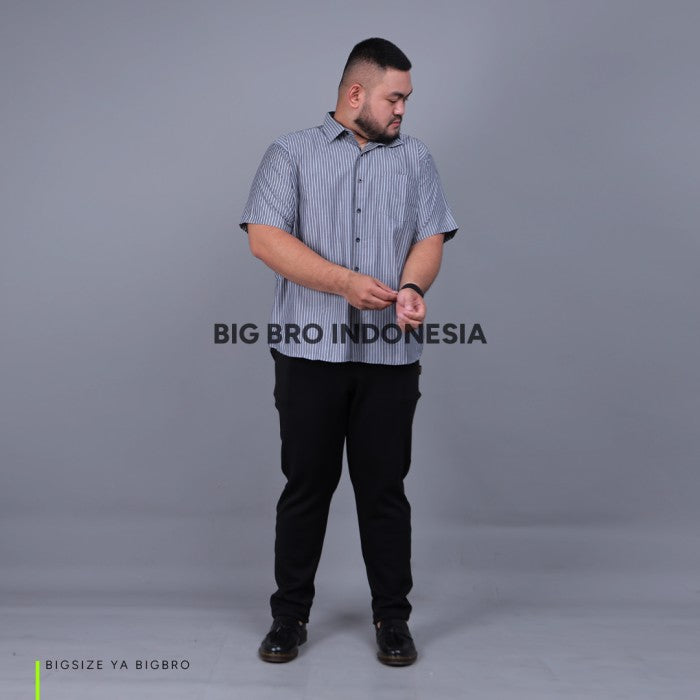 Kemeja Salur Lengan Pendek Big Size Pria BIG BRO XL XXL XXXL