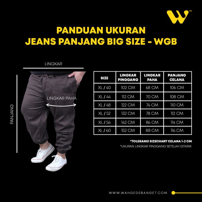 WGB Celana Chino Jogger Basic Jumbo Big Size Ukuran Besar XXL XXXL