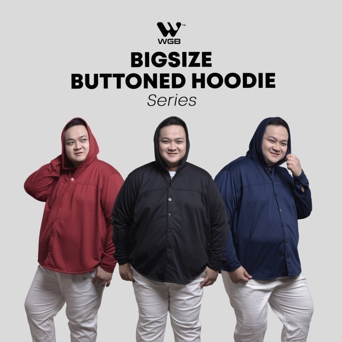 WGB Buttoned Hoodie Pria Big Size Ukuran Jumbo XXL XXXL