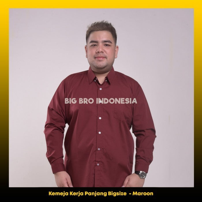 Kemeja Big Size Pria BIG BRO Ukuran Besar Jumbo XXL XXXL Biru Tua Navy