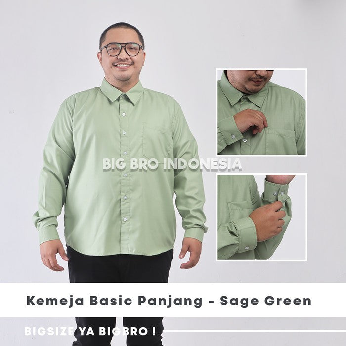 Kemeja Big Size Pria BIG BRO Ukuran Besar Jumbo XXL XXXL Biru Tua Navy