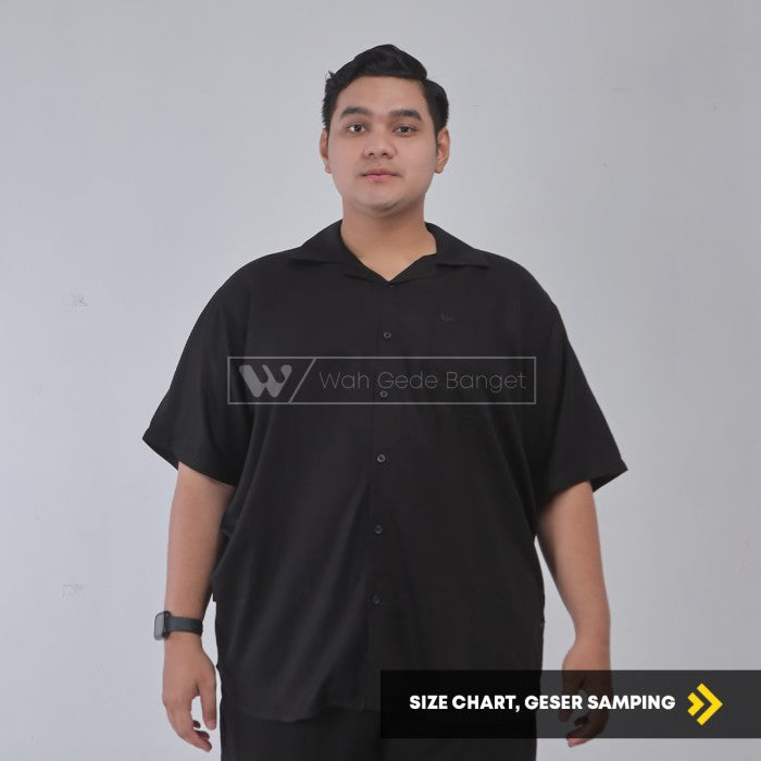 WGB Kemeja Polos Cuban Lengan Pendek Pria Big Size Jumbo XL XXL