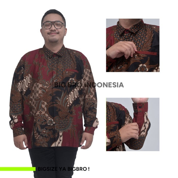 WGB Batik Big Size Pria Basic Lengan Panjang XXL XXXL