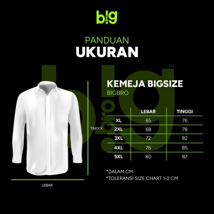 Kemeja Big Size Basic Collar Panjang Pria BIG BRO Jumbo XL XXL