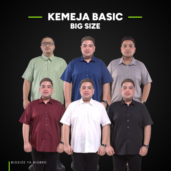 Kemeja Big Size Pria BIG BRO Ukuran Besar Jumbo XXL XXXL Putih Pendek