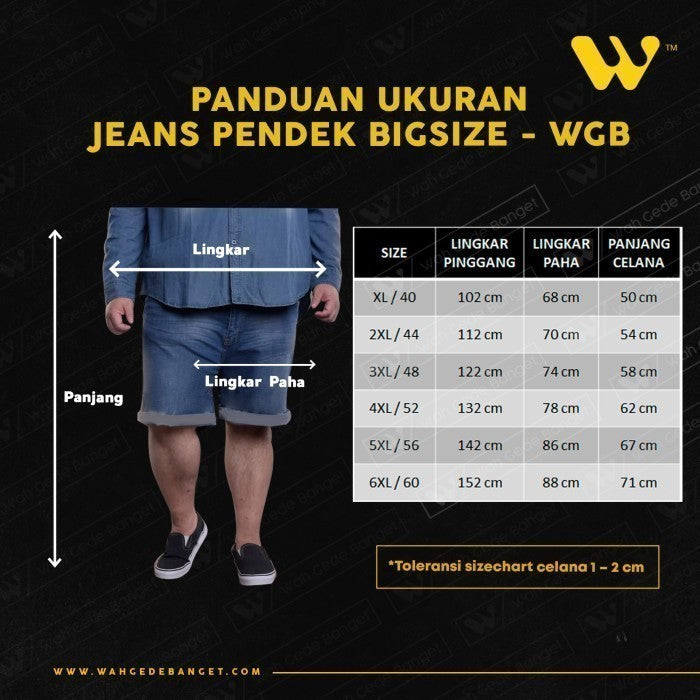 WGB Celana Jeans Bahan Stretch Pendek Pria BigSize Besar Jumbo XL XXL