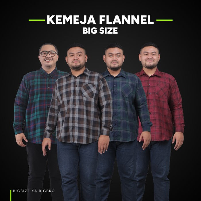 Kemeja Big Size Pria BIG BRO Ukuran Besar Jumbo XXL XXXL Flanel Merah