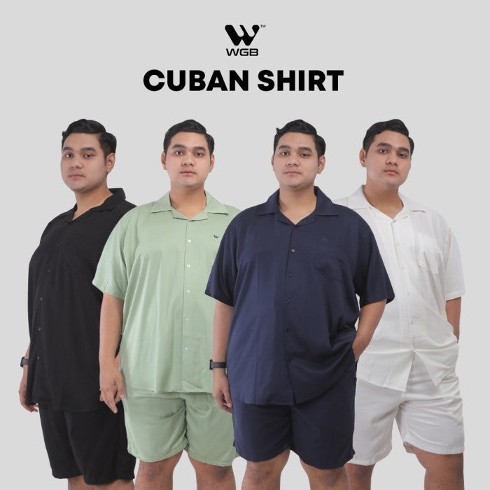 WGB Kemeja Polos Cuban Lengan Pendek Pria Big Size Jumbo XL XXL