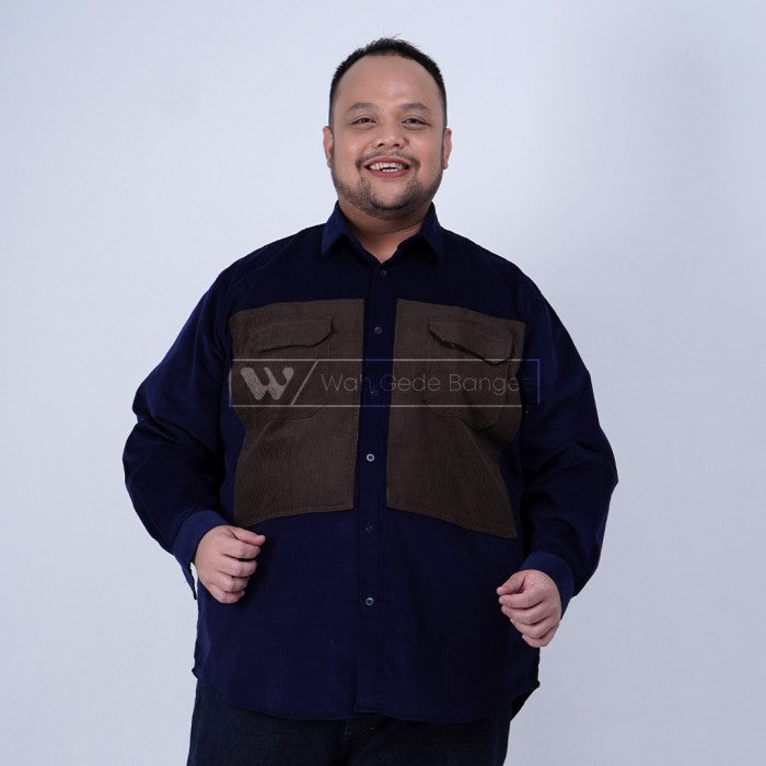 WGB Kemeja Corduroy Kombinasi Pria Big Size Ukuran Besar XXL XXXL